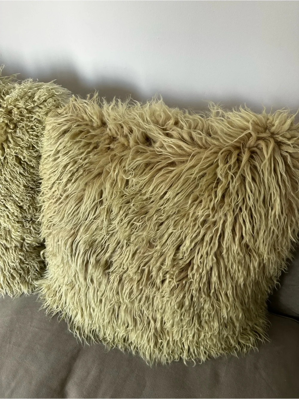 Set of Two Decorative Sheep Wool Pillows